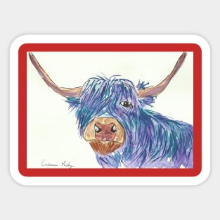 Blue Highland Cow Sticker